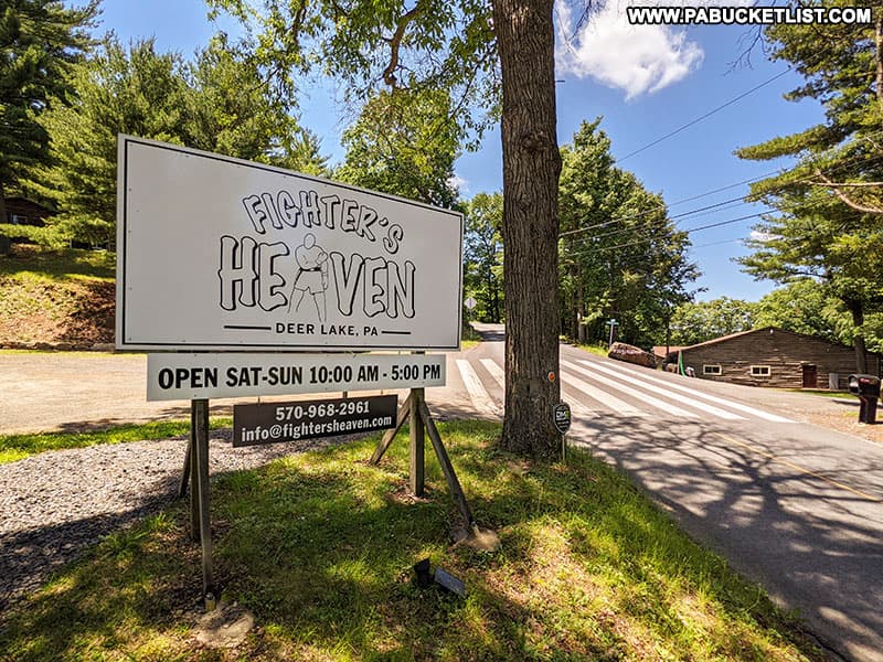 Sign near the entrance to Fighter's Heaven along Sculps HIll Road in Schuylkill County, PA.
