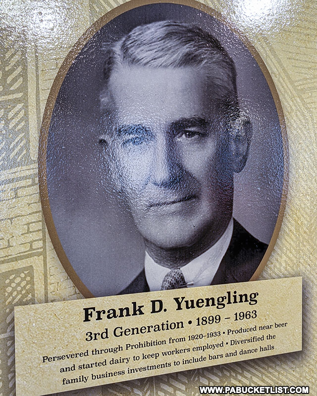 Frank Yuengling portrait and bio, builder of the Yuengling Mansion on Mahantongo Street in Pottsville.