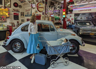 Vintage VW Bug on display at Jerry's Classic Cars and Collectibles Museum in Pottsville.