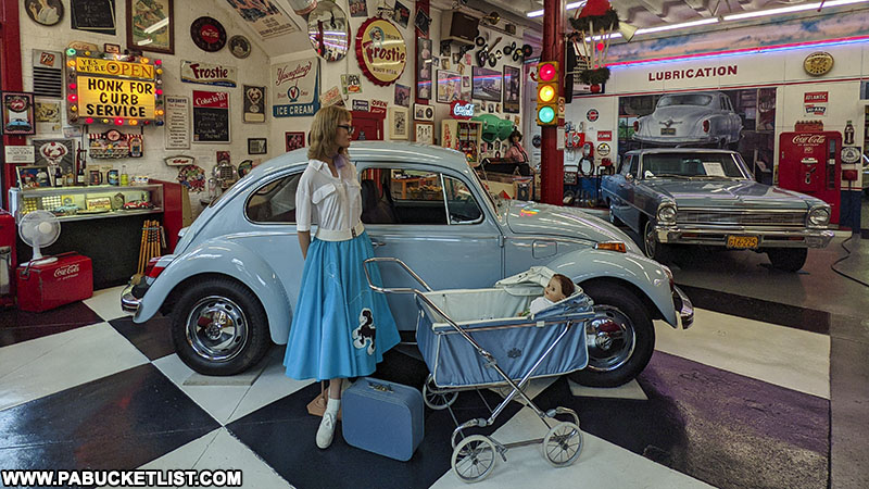 Vintage VW Bug on display at Jerry's Classic Cars and Collectibles Museum in Pottsville.