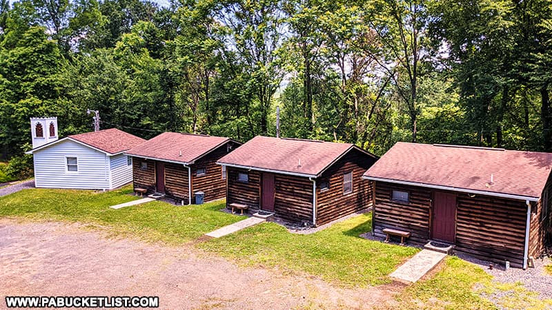 Visitor cabins next to Muhammad Ali's mosque at Fighter's Heaven in Deer Lake, Pennsylvania.