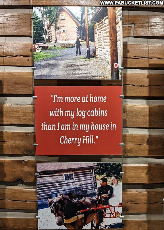 A Muhammad Ali quote about his love for his log cabins at Fighter's Heaven in Deer Lake, PA.