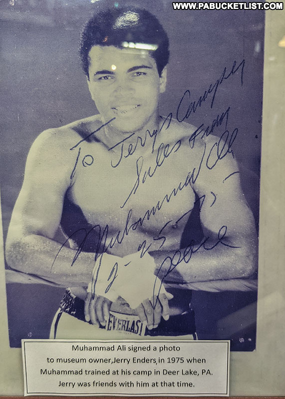 Autographed Muhammad Ali photo on display at Jerry's Classic Cars and Collectibles Museum in Pottsville.