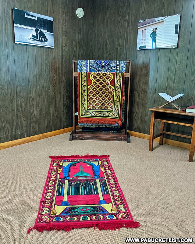 Inside Muhammad Ali's mosque at Fighter's Heaven in Deer Lake, Pennsylvania.