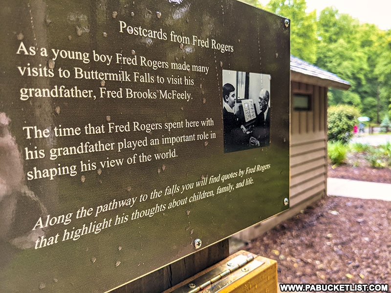 Fred Rogers AKA Mister Rogers spent many childhood summers at his Grandfather Fred McFeely's house at Buttermilk Falls.
