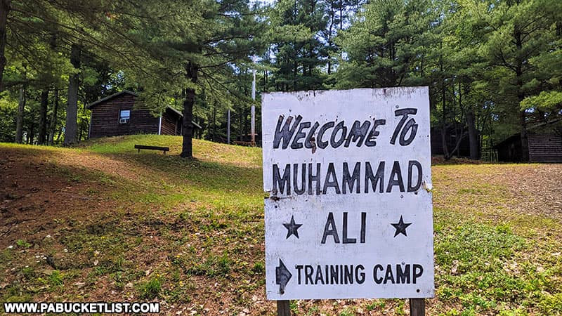 "Welcome to Muhammad Ali Training Camp" sign outside Deer Lake, PA.