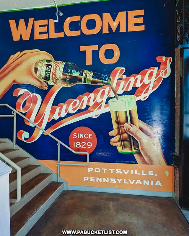 Welcome to Yuengling's sign at the entrance to the museum and gift shop.