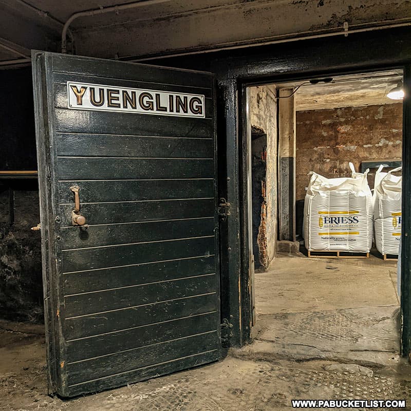 A fire door in the basement of the Yuengling Brewery.