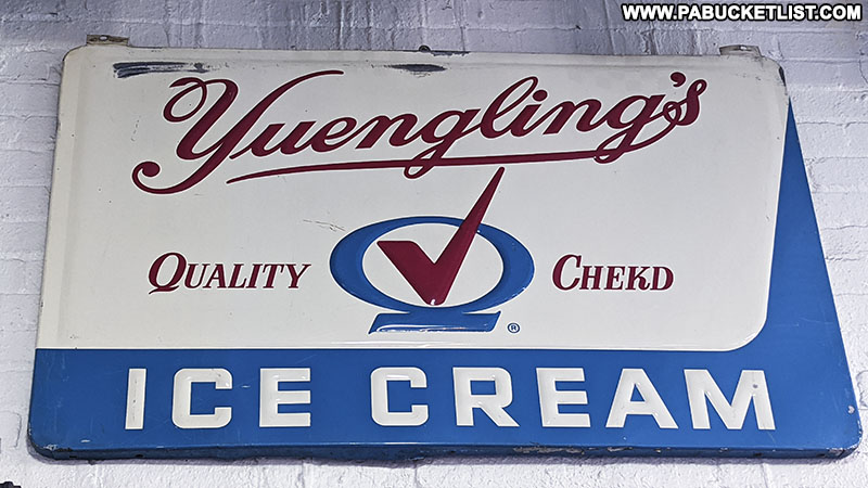 A vintage Yuengling Ice Cream sign on display at Jerry's Classic Cars and Collectibles Museum in Pottsville.