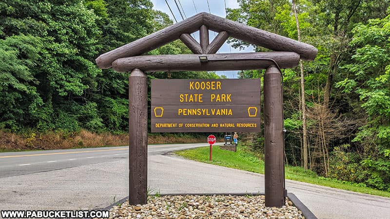 Kooser State Park sign along Route 31 in Somerset County PA