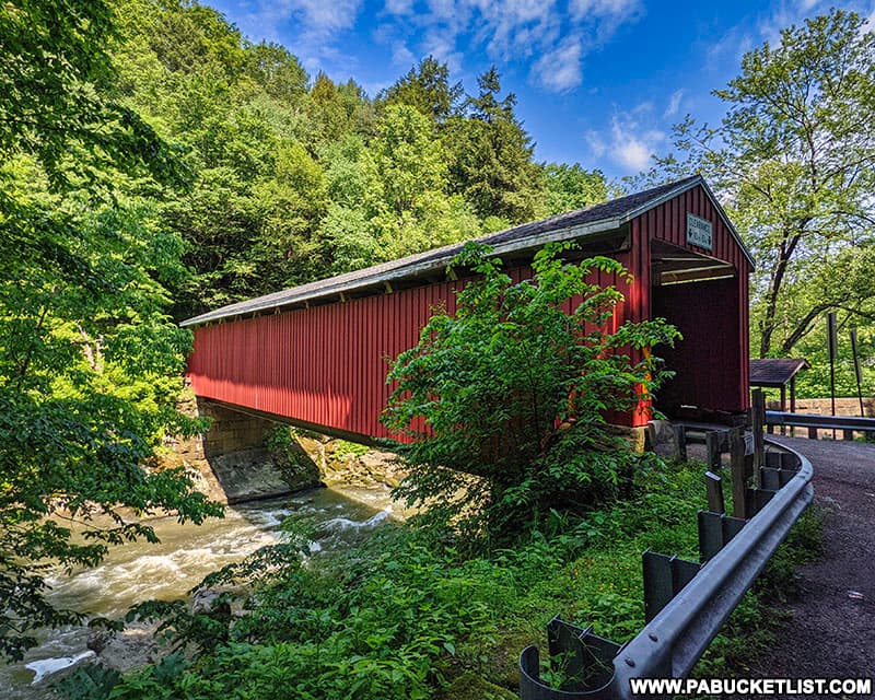 McConnells Mill Covered Bridge on a summer morning.