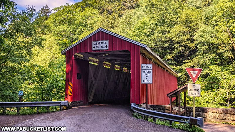 McConnells Mill Covered Bridge over Slippery Rock Creek in Lawrence County Pennsylvania.