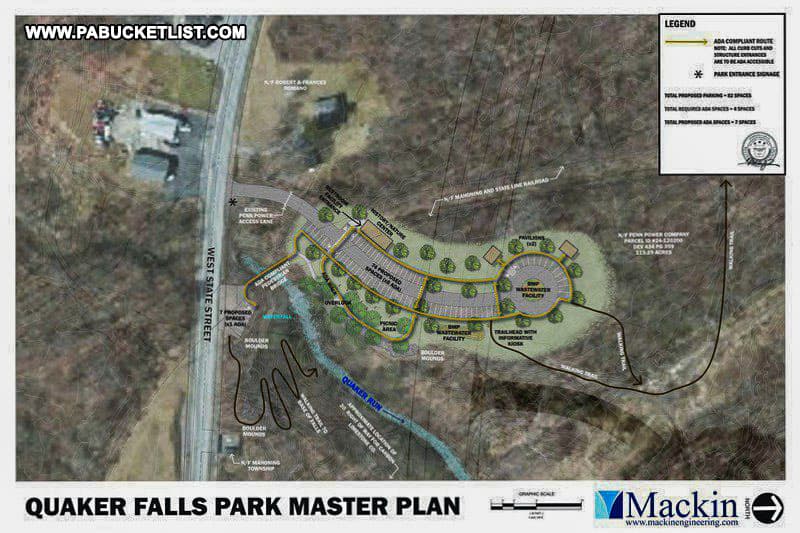 Master plan for Quaker Falls Recreation Area in Lawrence County Pennsylvania.