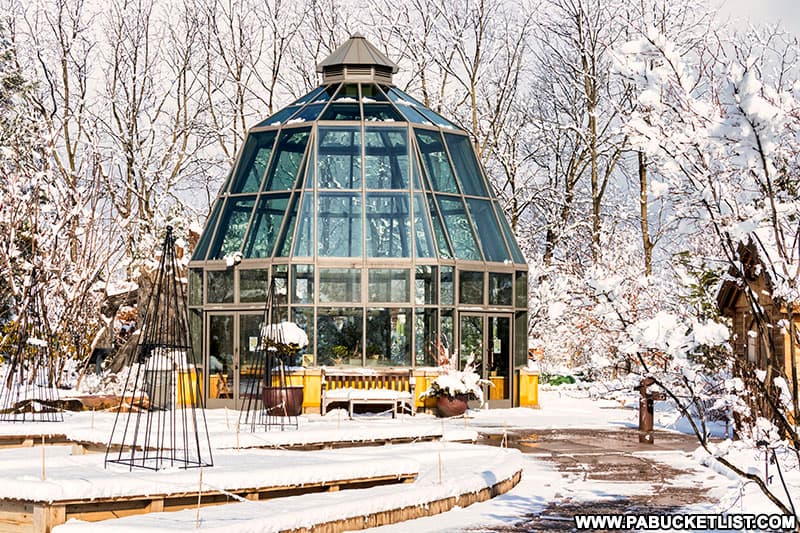The Greenhouse in the Children's Garden on a winter day.