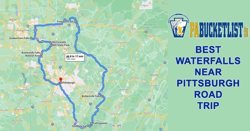 A roadmap to the best waterfalls near Pittsburgh, Pennsylvania.