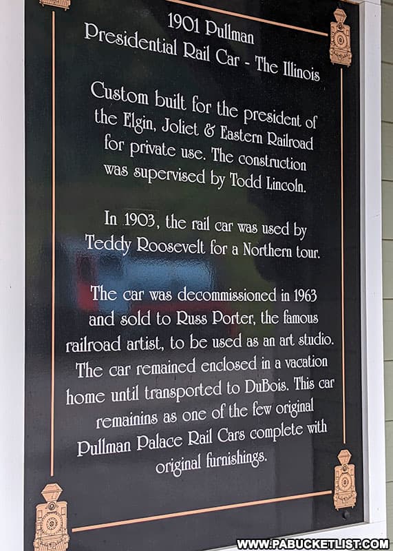 History of how the Presidential Train Car came to be located at Doolittle Station in DuBois, PA.
