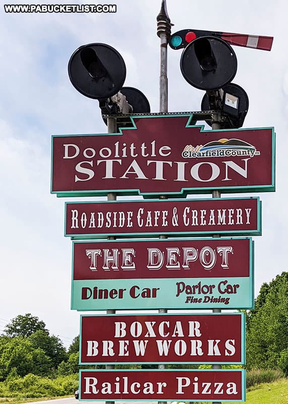 Doolittle Station roadside sign along Route 219 in DuBois, Pennsylvania.