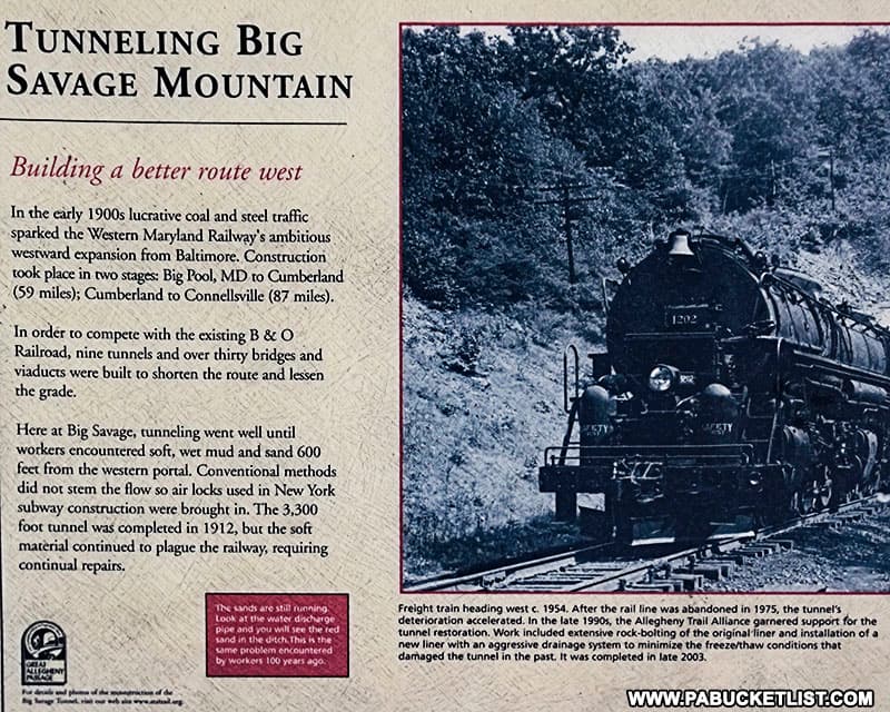 History of how the BIg Savage Tunnel was constructed, along what is now the Great Allegheny Passage Rail Trail in Somerset County, Pennsylvania.