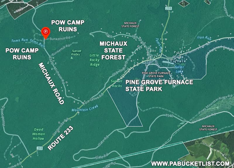 How to find the Camp Michaux POW Camp in Cumberland County Pennsylvania