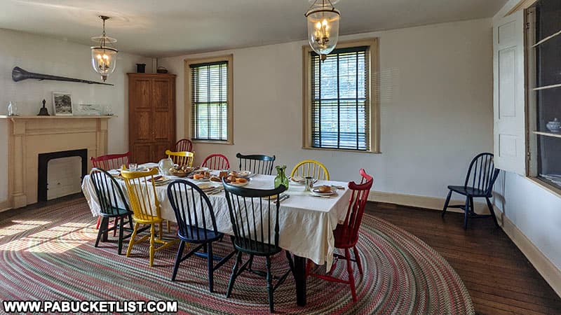 The dining room at the Mount Washington Tavern near Fort Necessity.