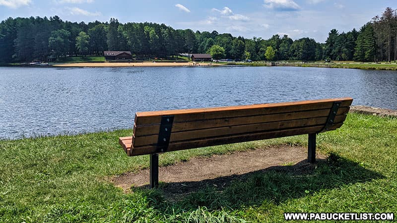 A beautiful spot to sit across from the beach at Parker Dam State Park.