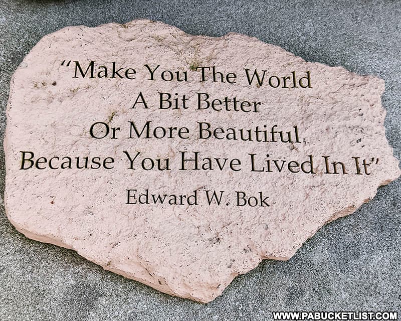 Inspirational stone along the walkway at Peace Park in Tionesta PA.