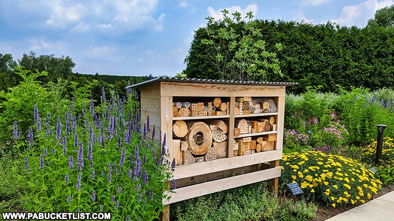 Bee habitat in the Pollinators Garden at he Penn State Arboretum.