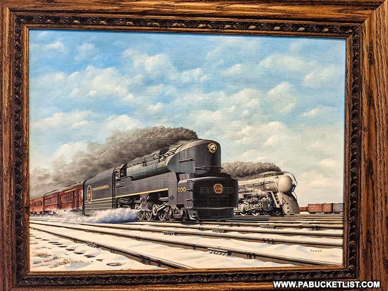 Artwork by Russ Porter, famous railroad artist and onetime owner of the Presidential Train Car.