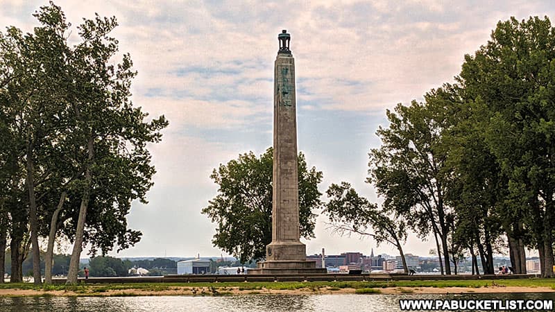 The Commodore Perry Monument as viewed from the Lady Kate boat tour at Presque Isle State Park.
