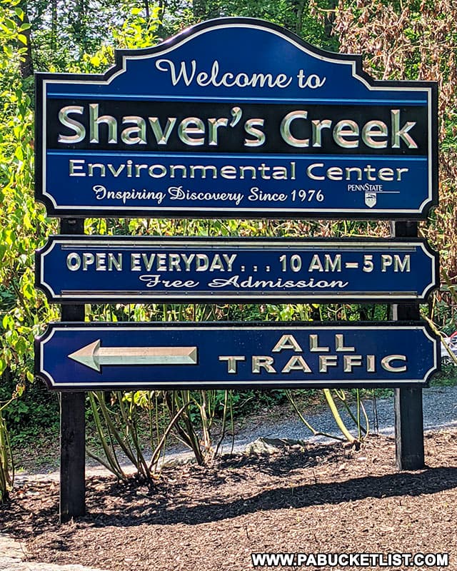 Shaver's Creek Environmental Center entrance sign.