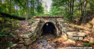 The abandoned South Penn Railroad stone arch culvert in Fulton County.
