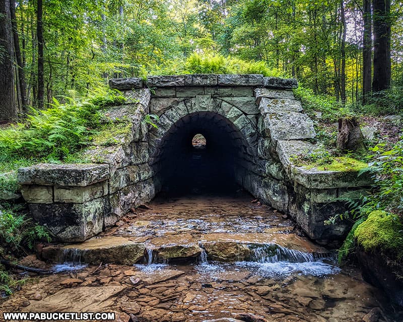 The intricately-crafted South Pennsylvania Railroad Aqueduct in the Buchanan State Forest.