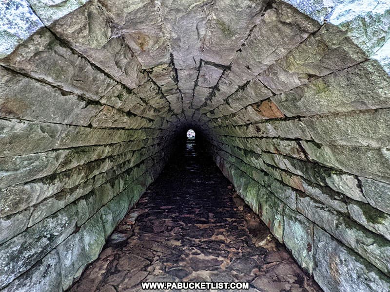 The interior of the abandoned South Penn Railroad arch near the Sideling Hill Tunnel.
