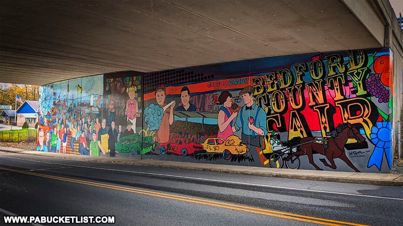 The Bedford Fair Mural along Business Route 30 on the I99 underpass.