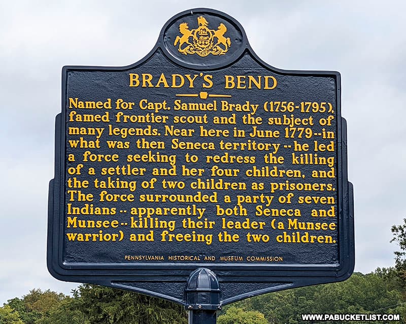 Brady's Bend PA historical marker.