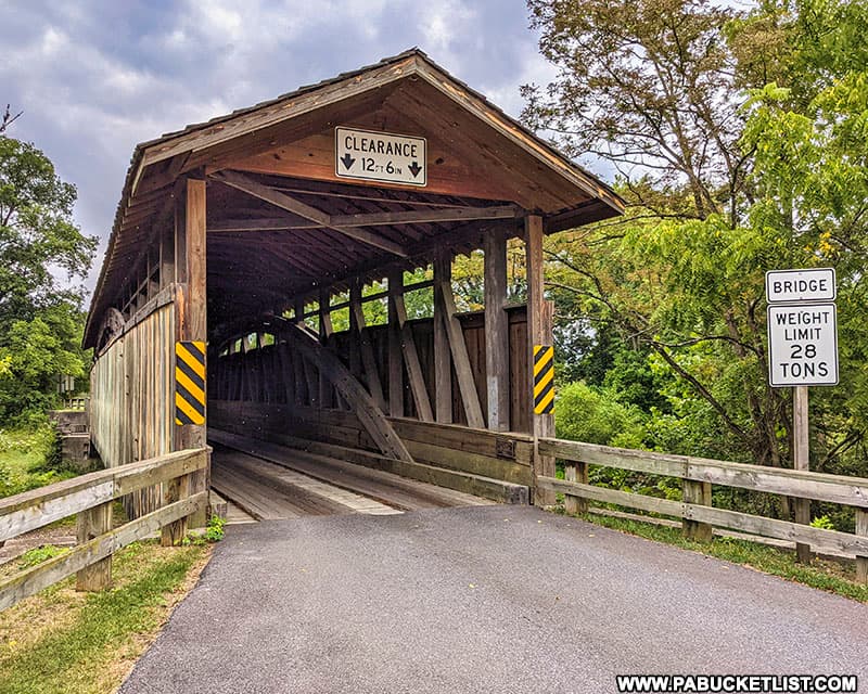 Claycomb Covered Bridge at the entrance to Old Bedford Village.