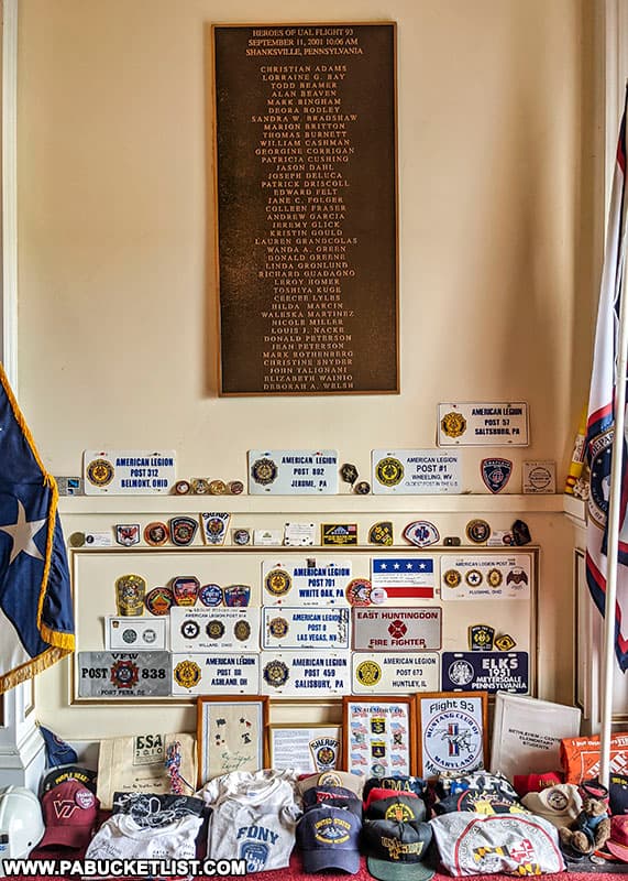 Mementos left by visitors to the Flight 93 Memorial Chapel.