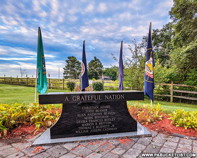"A Grateful Nation" bench near the Flight 93 Crew Memorial outside Shanksville.
