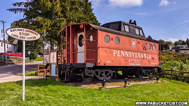 Pennsylvania Railroad caboose on display at Gallitzin Tunnels Park in Cambria County, PA.