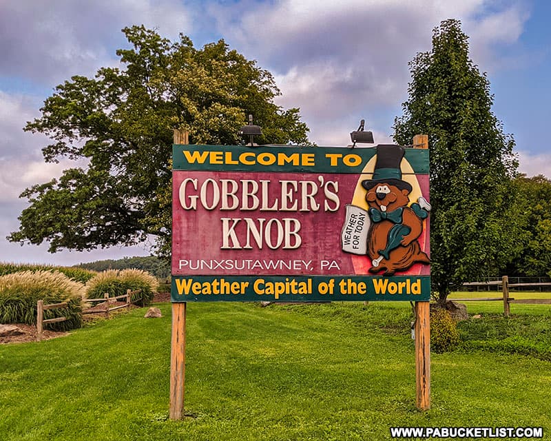 Gobbler's Knob sign in Punxsutawney.