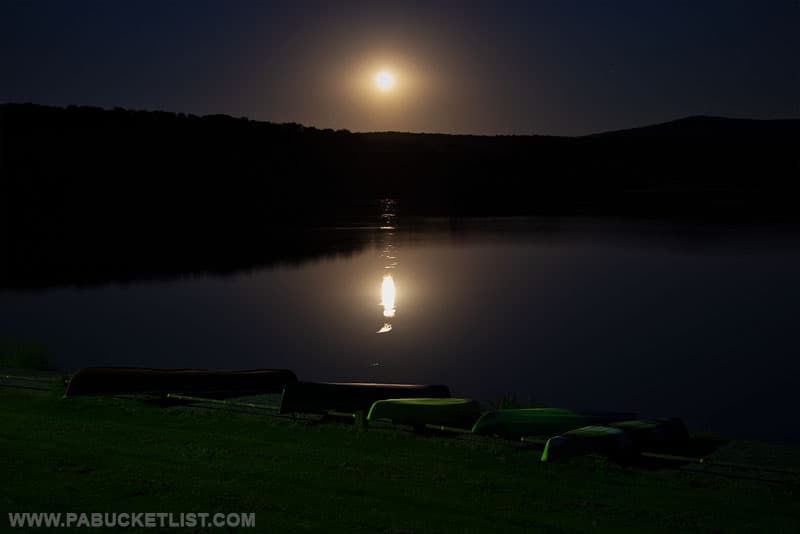 The Harvest Moon rising over Shawnee State Park.