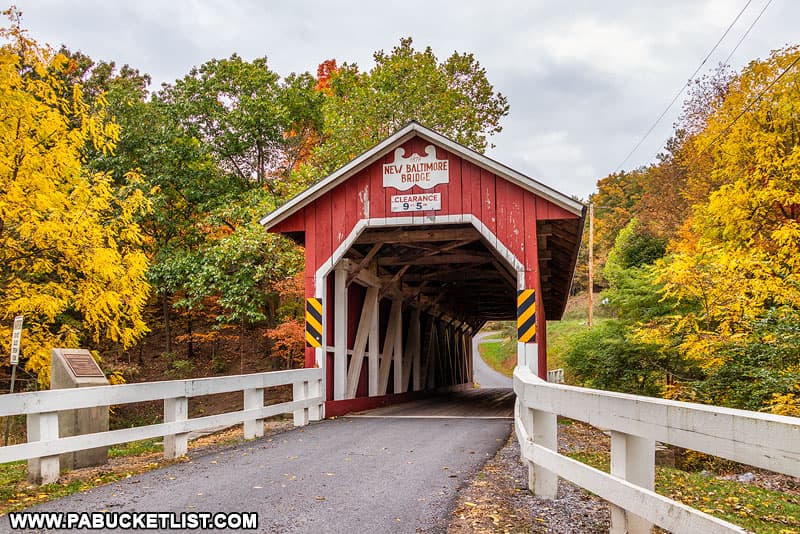 Approaching the New Baltimore Covered Bridge in Somerset County Pennsylvania.
