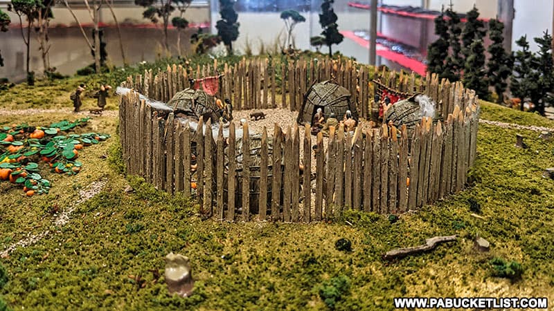 Diorama of the Native American village that existed where Old Bedford Village stands today.