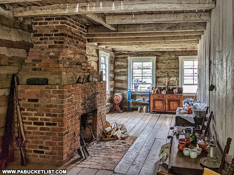 Inside a log home at Old Bedford Village.