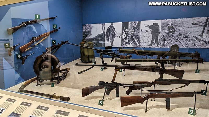 Rifle display at the Pennsylvania Military Museum.