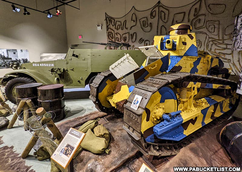 Tank display inside the Pennsylvania Military Museum.