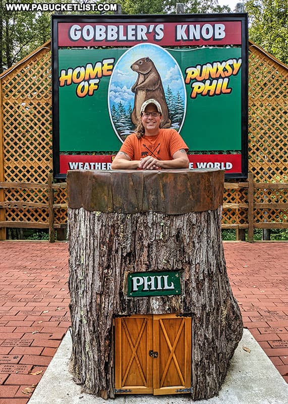 Visiting the famous stump where Phil makes his prediction every February 2nd.