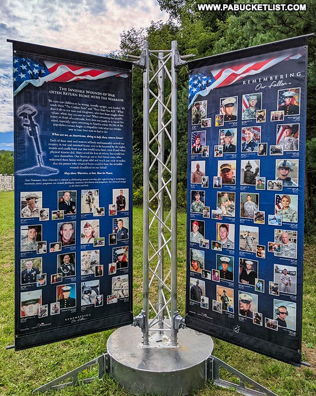 One of the Remembering Our Fallen tribute towers honoring our post-9/11 military Fallen.
