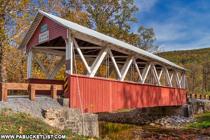 October at Saint Mary's Covered Bridge in Huntingdon County.