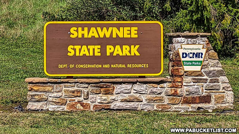 Shawnee State Park sign near the park office.